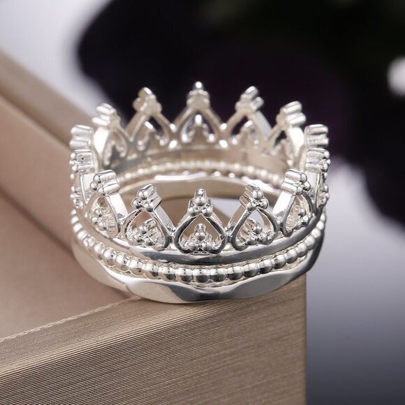 🍁 3pcs/Set Lovely Shiny Heart Cocktail Party Beautiful Ring for Women, PD514 - Picture 1 of 6